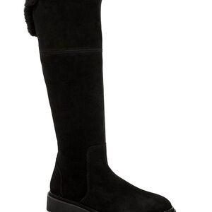 Aquatalia black suede shearling knee high 3/4 zip up winter boots women’s size 6